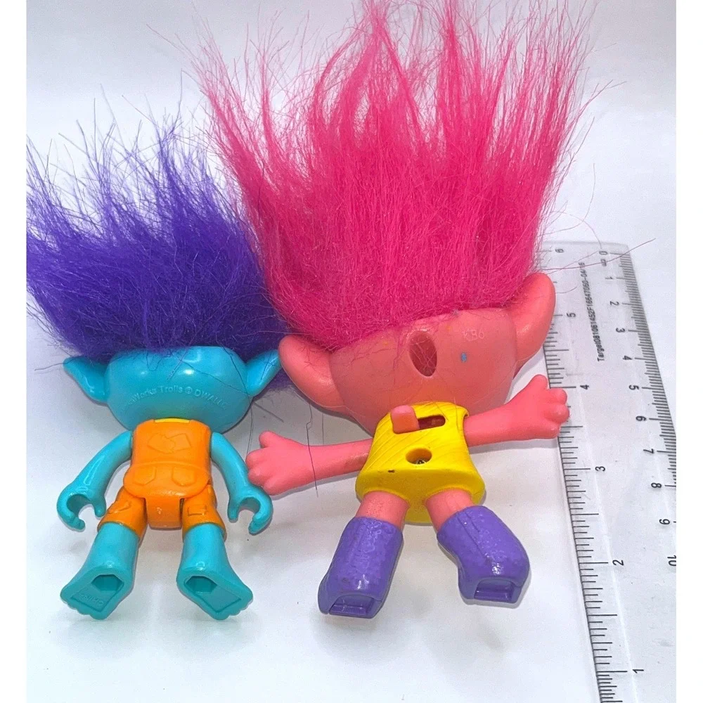 DreamWorks Trolls Poppy and Branch Figure Set Cake Toppers Pink Purple Hair 4